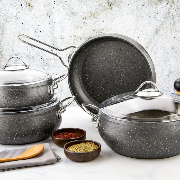 The Range | Rozi Alya Collection 7-piece Non-stick Granite Cookware Set Rozi Alya Collection 7-piece Non-stick Granite Cookware Set