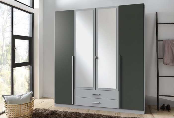 The Range | Tjs Husum Grey 4 Door Wardrobe - Graphite Tjs Husum Grey 4 Door Wardrobe - Graphite