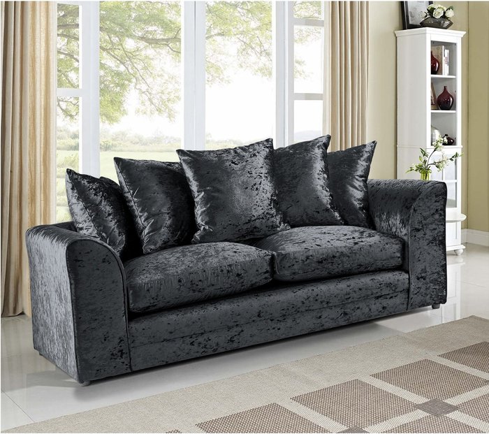 The Range | Simply Eleganza Mirana Modern Crush Velvet 3 Seater Sofa - Black Simply Eleganza Mirana Modern Crush Velvet 3 Seater Sofa - Black
