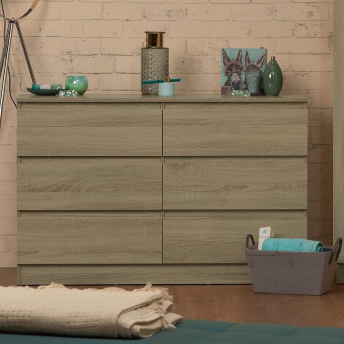 The Range | FWStyle Modern No Handle Chest Of Drawers - Brown / 77cm FWStyle Modern No Handle Chest Of Drawers - Brown / 77cm