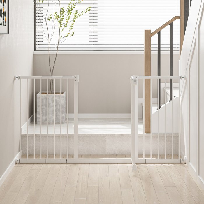 The Range | PawHut Dog Gate Pressure Fit Pet Safety Barrier - White PawHut Dog Gate Pressure Fit Pet Safety Barrier - White