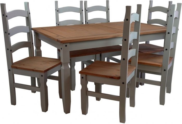 The Range | Mercers Furniture Corona Grey Wax 5ft Dining Table 4 Chairs - Distressed Grey Wax Mercers Furniture Corona Grey Wax 5ft Dining Table 4 Chairs - Distressed Grey Wax