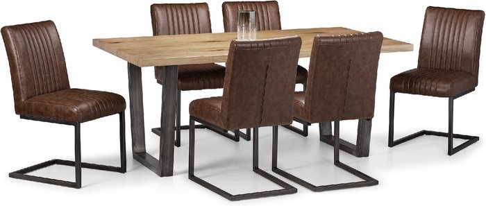 The Range | Julian Bowen Brooklyn Oak Rectangular Table and Brooklyn Chairs Set - Brown / 1 Table and 6 Chairs Julian Bowen Brooklyn Oak Rectangular Table and Brooklyn Chairs Set - Brown / 1 Table and 6 Chairs