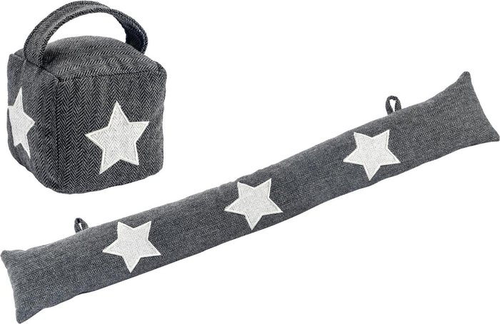 The Range | Nicola Spring Herringbone Door Stop Draught Excluder Set - Grey Nicola Spring Herringbone Door Stop Draught Excluder Set - Grey