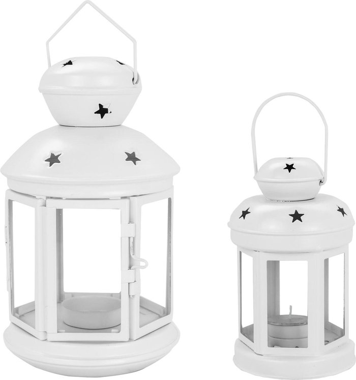 The Range | NICOLA SPRING Nicola Spring Metal Hanging Tealight Lanterns - 2 Sizes - White - Pack of 2 NICOLA SPRING Nicola Spring Metal Hanging Tealight Lanterns - 2 Sizes - White - Pack of 2