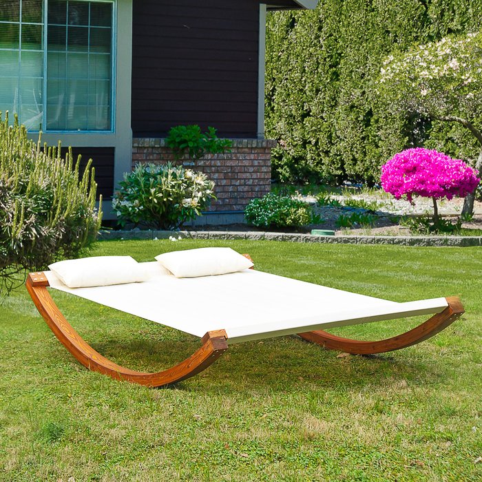 The Range | Outsunny Outdoor Wooden Wood Frame Hammock Swing Sun Bed - white Outsunny Outdoor Wooden Wood Frame Hammock Swing Sun Bed - white
