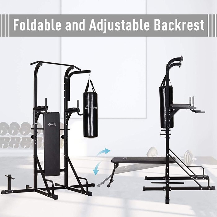 The Range | HOMCOM HOMCOM Multi Function Full Body Power Tower Dip Station Home Gym With Punching Bag HOMCOM HOMCOM Multi Function Full Body Power Tower Dip Station Home Gym With Punching Bag