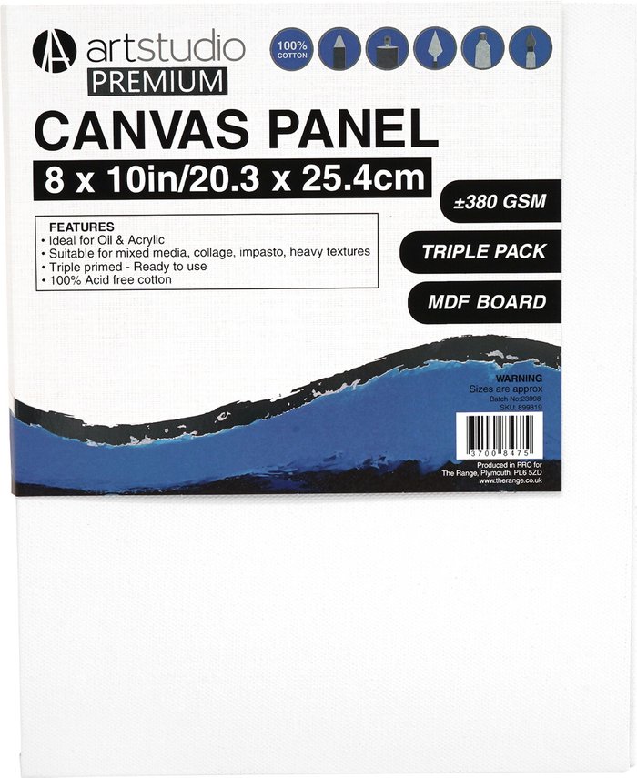 The Range | Art Studio Pack of Three Art Studio Premium Canvas Panel - 20.3x25.4cm Art Studio Pack of Three Art Studio Premium Canvas Panel - 20.3x25.4cm