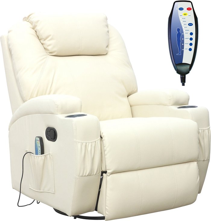 The Range | Westwood WestWood Bonded Leather Massage Recliner Chair Heat - Beige Westwood WestWood Bonded Leather Massage Recliner Chair Heat - Beige