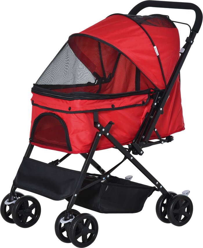 The Range | PawHut PawHut Pet Foldable Stroller/Travel Carriage with Reversible Handle - Red PawHut PawHut Pet Foldable Stroller/Travel Carriage with Reversible Handle - Red