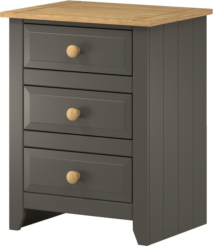 The Range | Core Products Ltd Capri Carbon 3 Drawer Bedside - Carbon Grey and Antique waxed pine Core Products Ltd Capri Carbon 3 Drawer Bedside - Carbon Grey and Antique waxed pine