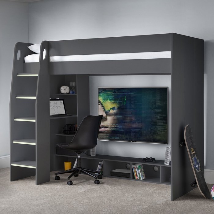 The Range | Julian Bowen Nebula Gaming Bed With Desk Anthracite - Anthracite Julian Bowen Nebula Gaming Bed With Desk Anthracite - Anthracite