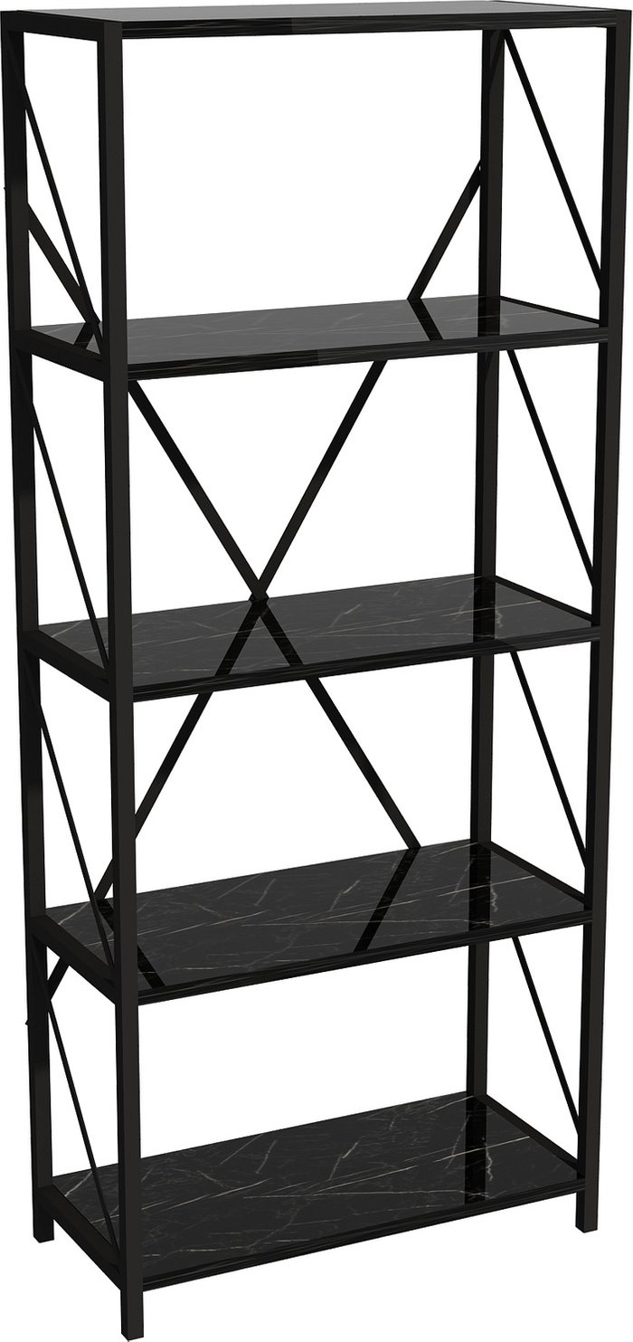The Range | Destina Home Hilda Metal Manufactured Wood Bookcase - Black Marble Effect Destina Home Hilda Metal Manufactured Wood Bookcase - Black Marble Effect