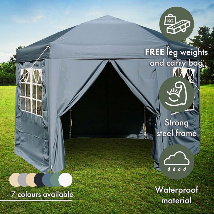 The Range | Airwave Airwave 3.5m Hexagon Gazebo - Blue Airwave Airwave 3.5m Hexagon Gazebo - Blue