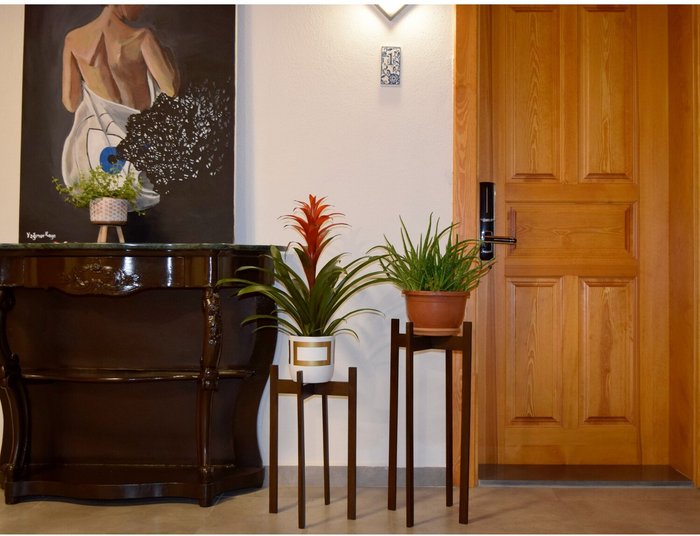 The Range | Decorotika Floret 65cm Tall Handmade Solid Wood Plant Stand Pot Holder - Dark Colour Decorotika Floret 65cm Tall Handmade Solid Wood Plant Stand Pot Holder - Dark Colour