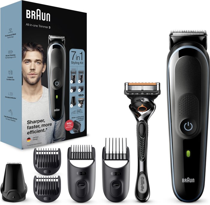 The Range | Braun BRAUN MGK3245 7-in-1 Beard Trimmer Set - Blue & Black Braun BRAUN MGK3245 7-in-1 Beard Trimmer Set - Blue & Black