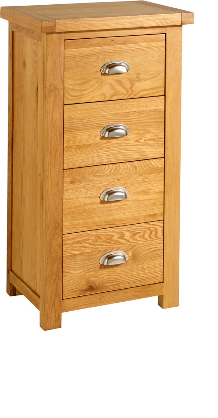 The Range | Birlea Woburn 4 Drawer Narrow Chest - Oak Birlea Woburn 4 Drawer Narrow Chest - Oak