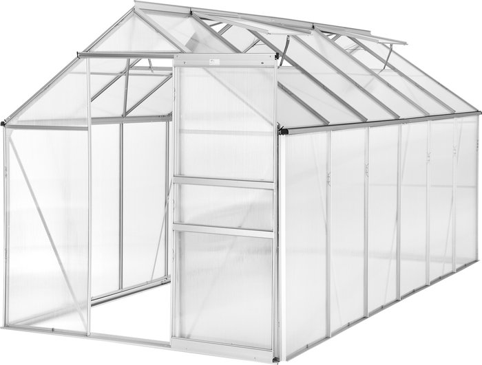 The Range | TECTAKE Greenhouse in Aluminium Polycarbonate - Transparent / 375cm TECTAKE Greenhouse in Aluminium Polycarbonate - Transparent / 375cm