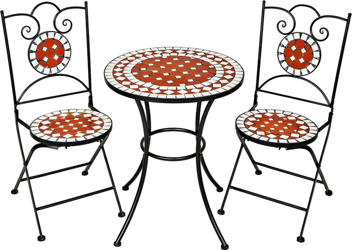 The Range | TECTAKE Tectake Garden Furniture Set Mosaicdesign 2 Chairs + Table A 60cm Brown TECTAKE Tectake Garden Furniture Set Mosaicdesign 2 Chairs + Table A 60cm Brown