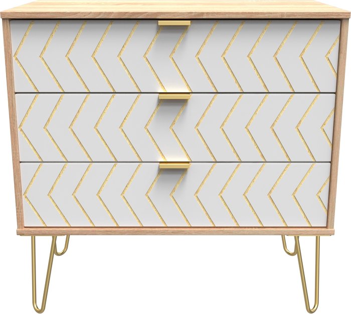 The Range | Hong Kong Ready Assembled 3 Drawer Chest - Jigsaw White & Bardolino Oak Hong Kong Ready Assembled 3 Drawer Chest - Jigsaw White & Bardolino Oak