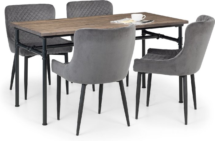 The Range | Julian Bowen Julian Bowen Set of Carnegie Table and 4 Luxe Grey Chairs Julian Bowen Julian Bowen Set of Carnegie Table and 4 Luxe Grey Chairs