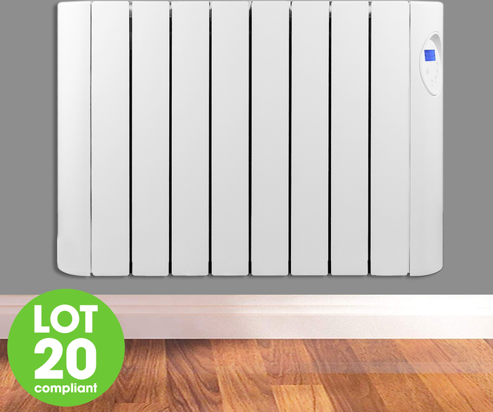 The Range | Futura Low Energy Oil Filled Electric Radiator Panel Heater with Digital Display - White Futura Low Energy Oil Filled Electric Radiator Panel Heater with Digital Display - White