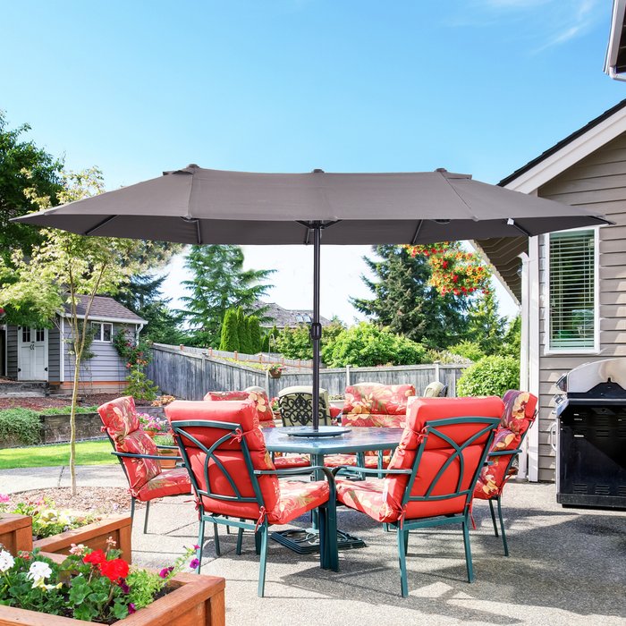 The Range | Outsunny 4.6M Sun Umbrella Canopy Garden Double-sided Crank - Grey Outsunny 4.6M Sun Umbrella Canopy Garden Double-sided Crank - Grey