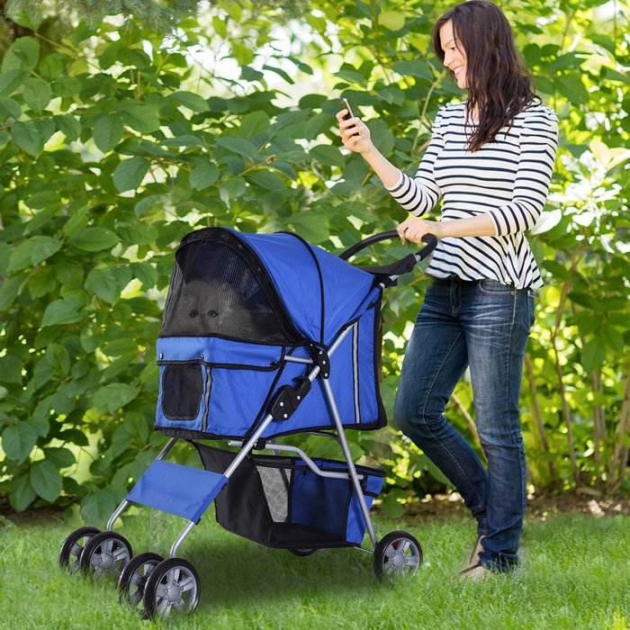 The Range | PawHut PawHut 4 Wheel Pet Stroller Pram - Blue PawHut PawHut 4 Wheel Pet Stroller Pram - Blue