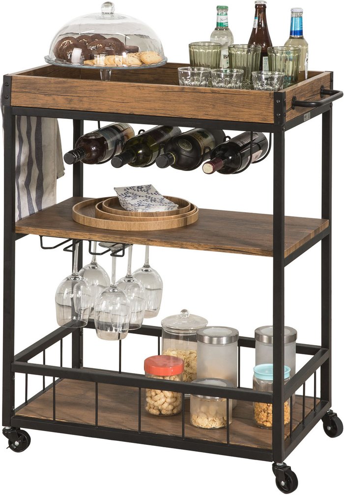 The Range | SoBuy SoBuy FKW56-N 3 Tiers Kitchen Serving Trolley - Brown SoBuy SoBuy FKW56-N 3 Tiers Kitchen Serving Trolley - Brown