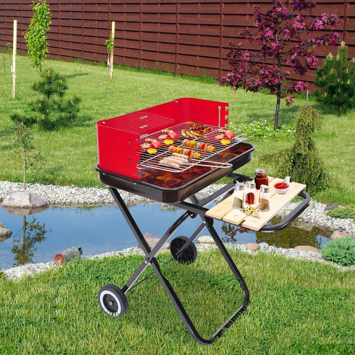 The Range | Outsunny Outsunny Foldable Charcoal Trolley BBQ Outsunny Outsunny Foldable Charcoal Trolley BBQ