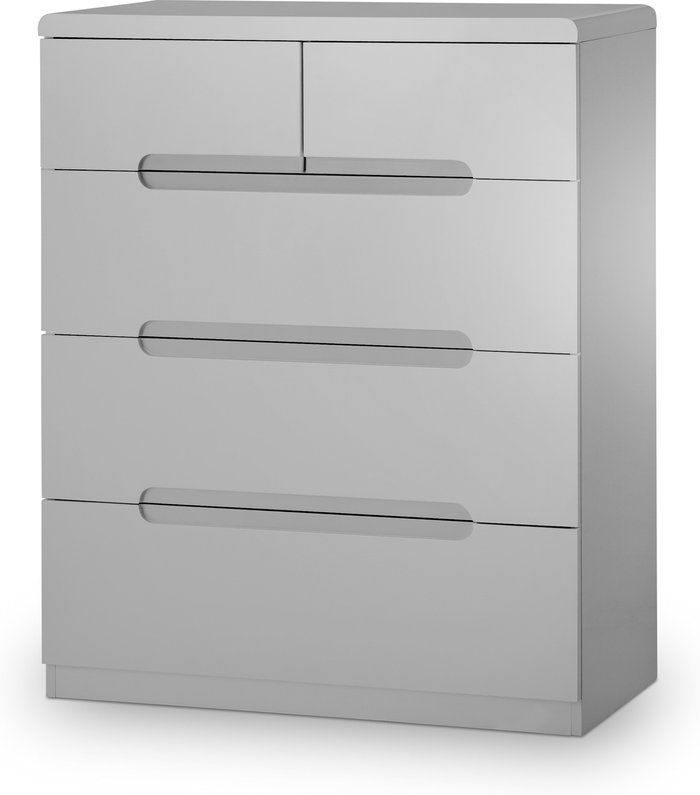The Range | Julian Bowen Manhattan 5 Drawer Chest - Grey - Grey Julian Bowen Manhattan 5 Drawer Chest - Grey - Grey