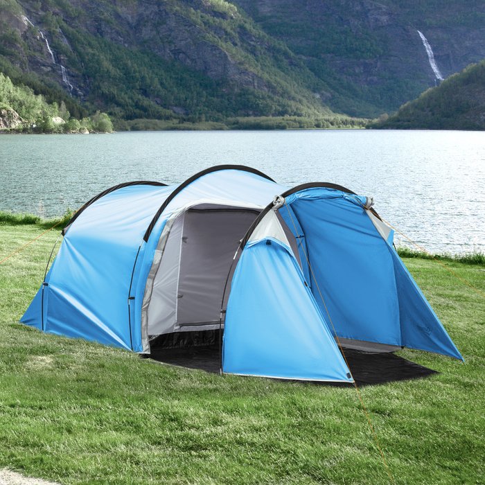 The Range | Outsunny 3-4 Person Weatherproof Tent - Light Blue Outsunny 3-4 Person Weatherproof Tent - Light Blue