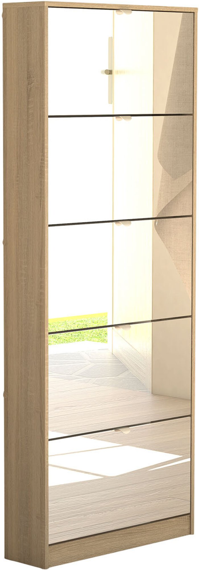 The Range | Shoes Shoes Hallway Storage Cabinet 5 Mirror Tilting Doors In Oak Effect Shoes Shoes Hallway Storage Cabinet 5 Mirror Tilting Doors In Oak Effect