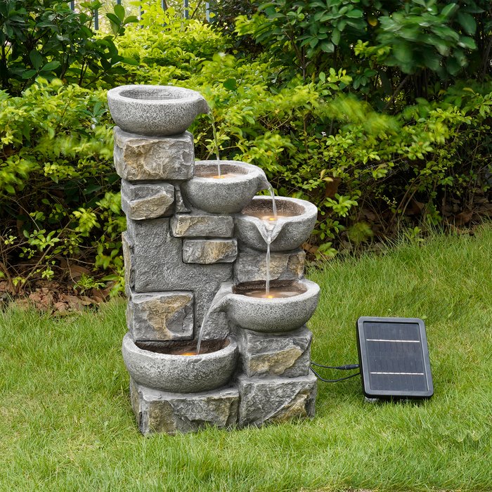 The Range | Teamson Home Teamson Home Peaktop Solar Power Water Fountain Garden Stone Ornament With Lights PT-SF0003 Teamson Home Teamson Home Peaktop Solar Power Water Fountain Garden Stone Ornament With Lights PT-SF0003