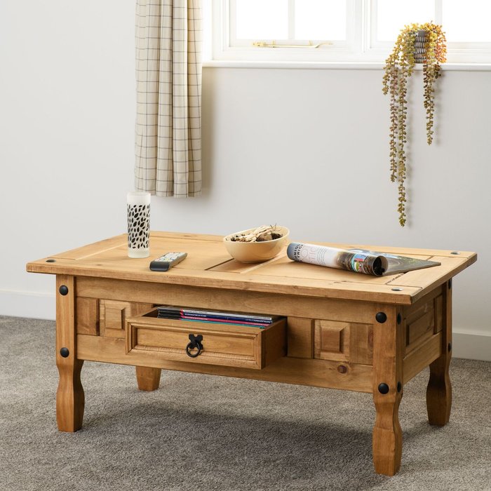 The Range | Corona Corona Coffee One Drawer Table - Pine Corona Corona Coffee One Drawer Table - Pine