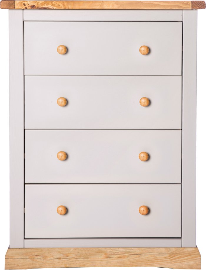 The Range | Cabinet Bits Bomporto 4 Drawer Petite Chest - Grey / Wood / Knob Cabinet Bits Bomporto 4 Drawer Petite Chest - Grey / Wood / Knob