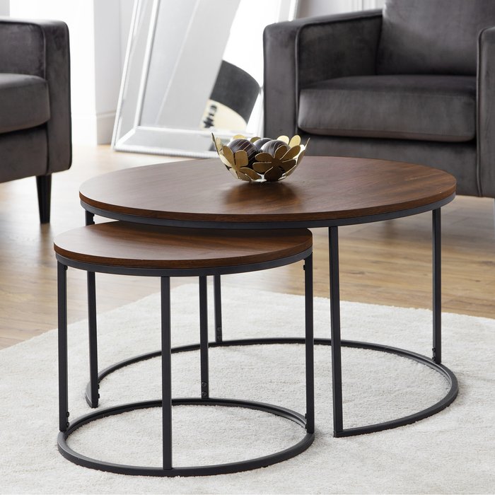 The Range | Julian Bowen Bellini Round Nesting Coffee Table - Walnut Julian Bowen Bellini Round Nesting Coffee Table - Walnut