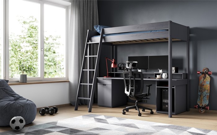 The Range | Noomi Tera Gaming High Sleeper Bed Grey - Grey Noomi Tera Gaming High Sleeper Bed Grey - Grey