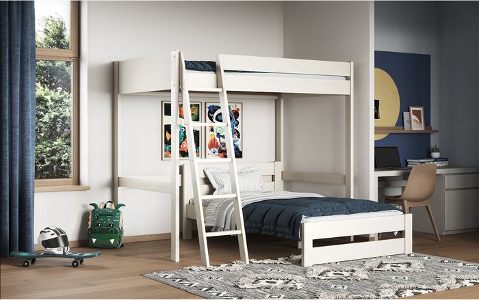 The Range | Noomi Tera Small Double High Sleeper With L Shaped Small Double Bed White - White Noomi Tera Small Double High Sleeper With L Shaped Small Double Bed White - White