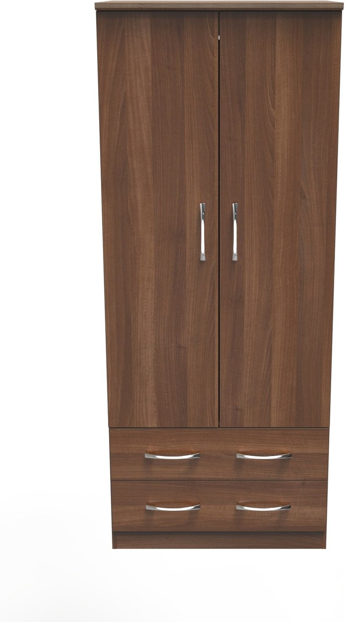 The Range | Avon Ready Assembled 2 Door 2 Drawer Wardrobe - Noche Walnut Avon Ready Assembled 2 Door 2 Drawer Wardrobe - Noche Walnut