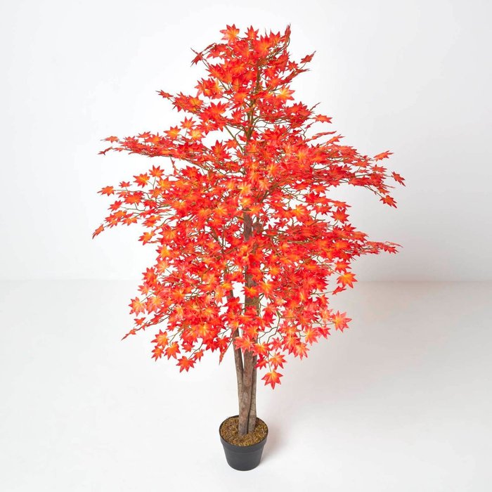 The Range | Homescapes Homescapes Red Maple Tree Artificial Plant with Pot, 160 cm - Red Homescapes Homescapes Red Maple Tree Artificial Plant with Pot, 160 cm - Red