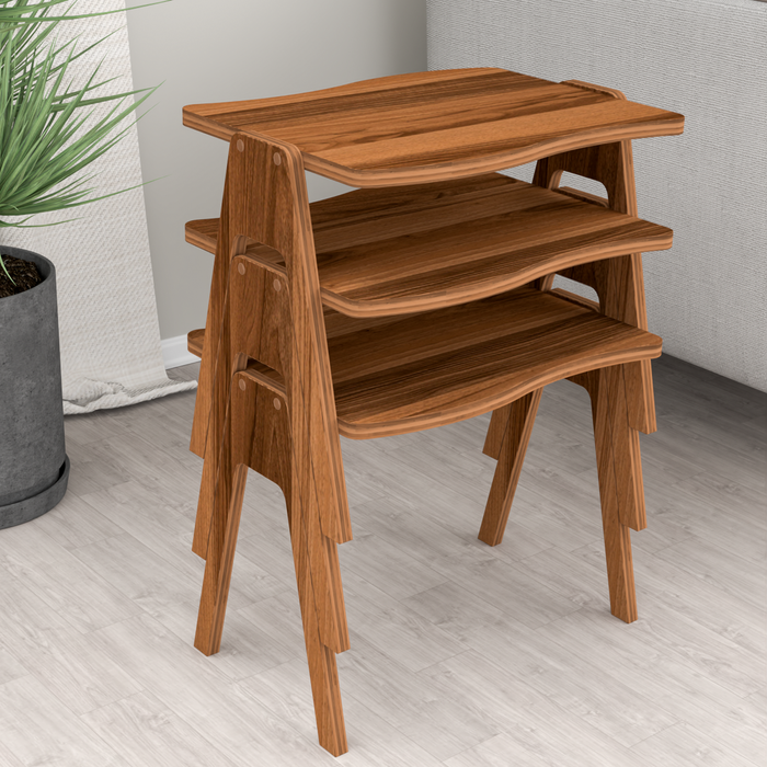 The Range | Woohoo Furniture 3 Pieces Zigon Walnut Coffee Table - Brown Woohoo Furniture 3 Pieces Zigon Walnut Coffee Table - Brown