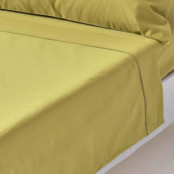 The Range | Homescapes 1000 Thread Count Egyptian Cotton Flat Sheet Satin Feel - Olive Green / Single Homescapes 1000 Thread Count Egyptian Cotton Flat Sheet Satin Feel - Olive Green / Single