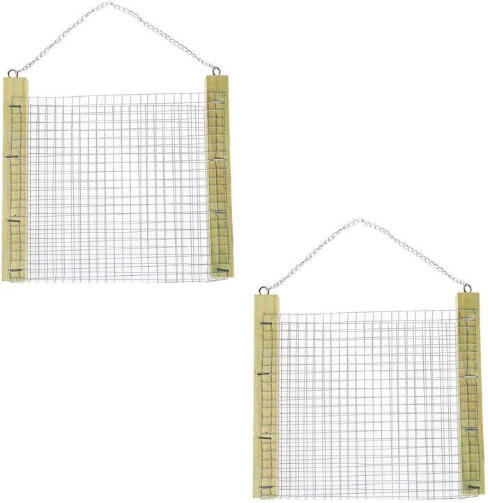 The Range | Homescapes Set of 2 Wooden Hanging Bird Feeder with Chain - Green Homescapes Set of 2 Wooden Hanging Bird Feeder with Chain - Green