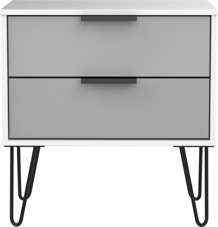 The Range | Hong Kong Ready Assembled 2 Drawer Midi Chest - Grey Matt & White Matt Hong Kong Ready Assembled 2 Drawer Midi Chest - Grey Matt & White Matt