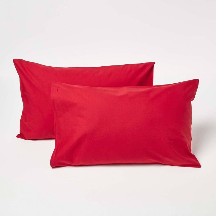 The Range | Homescapes Cotton Kids Pillowcases 40 x 60 cm 200 Thread Count, 2 Pack - Red Homescapes Cotton Kids Pillowcases 40 x 60 cm 200 Thread Count, 2 Pack - Red