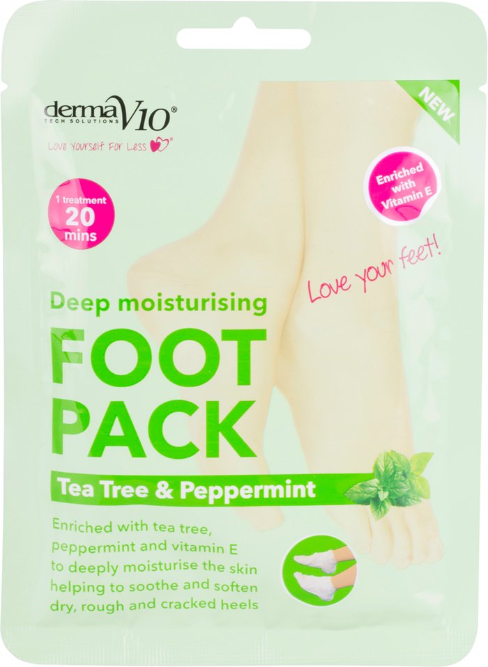 The Range | DermaV10 Derma V10 Deep Moisturising Tea Tree and Peppermint Foot Pack DermaV10 Derma V10 Deep Moisturising Tea Tree and Peppermint Foot Pack