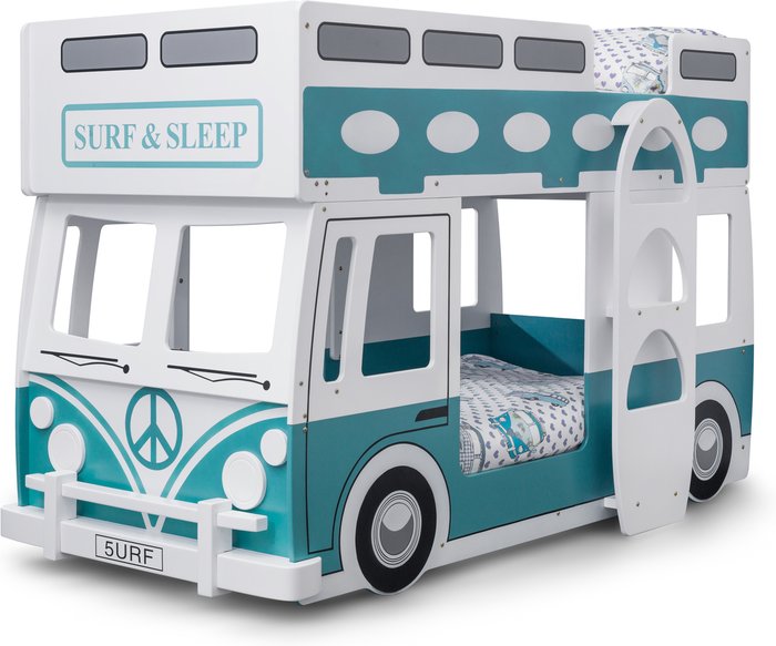 The Range | CELIA Celia - Campervan Bed Surfer Style Green & White Bunk Bed Frame 3ft Single 90 x 190 CELIA Celia - Campervan Bed Surfer Style Green & White Bunk Bed Frame 3ft Single 90 x 190