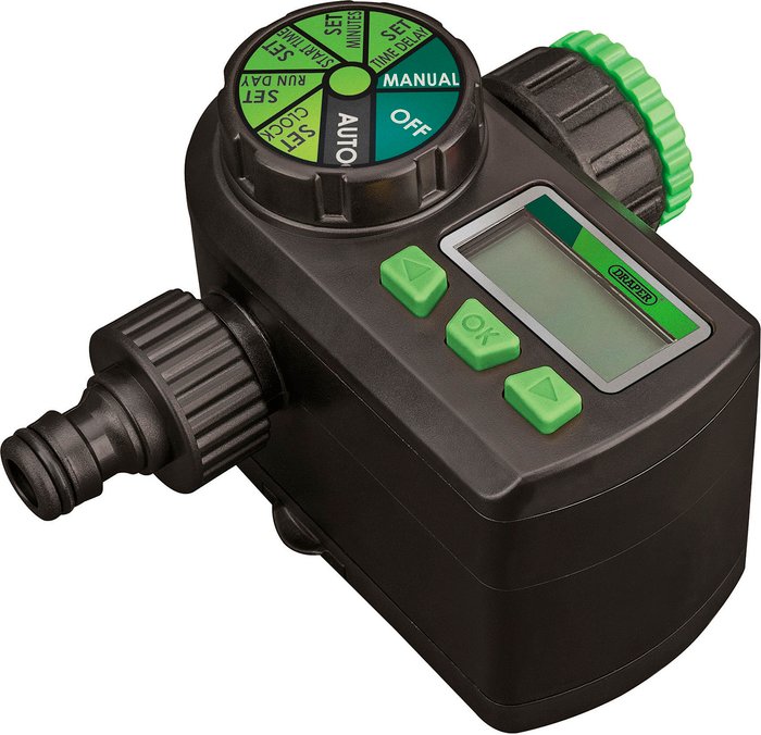 The Range | Draper Draper Ball Valve Electronic Water Timer - Black and Green Draper Draper Ball Valve Electronic Water Timer - Black and Green