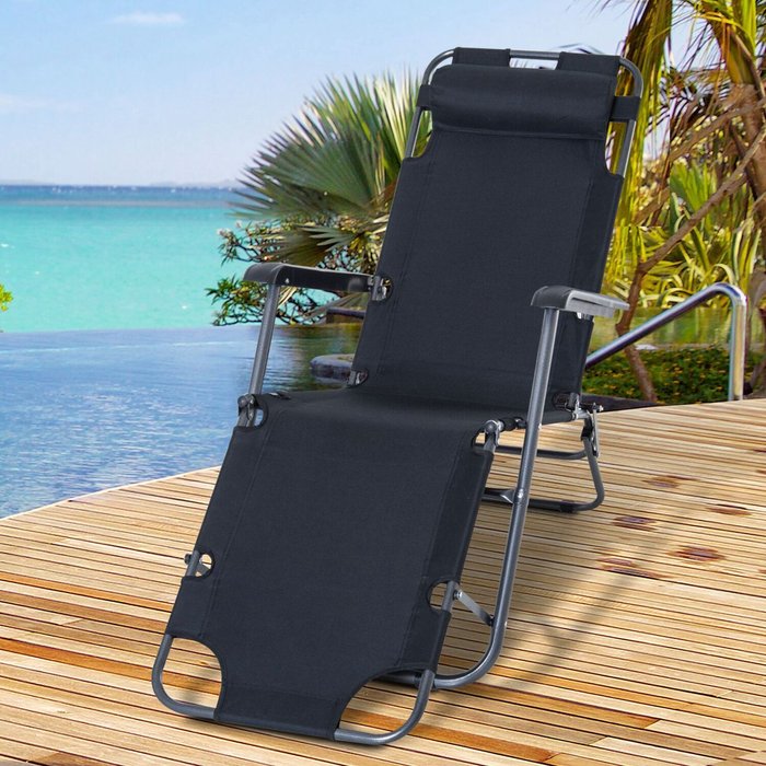 The Range | Outsunny Folding Sun Lounger Chair - Black Outsunny Folding Sun Lounger Chair - Black